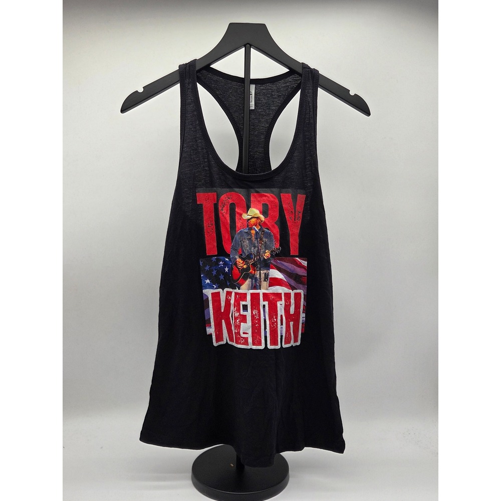 Toby Keith Women's M Black Racerback Graphic Tank Top American Flag 101-878